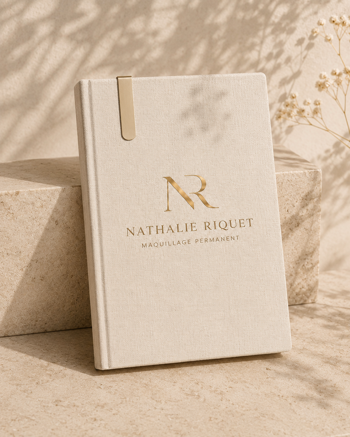 Carnet personnalisé beige et doré